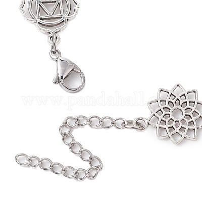 Браслеты с подвесками из сплава на тему чакры BJEW-JB11096-1