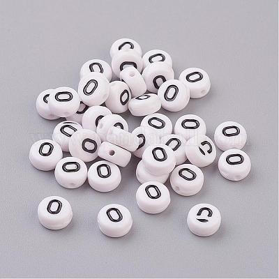 Double Sided Alphabet Letter Beads, 7mm White &Black Round