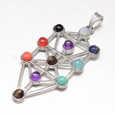 Чакра ювелирные изделия из латуни драгоценных камней большие подвески KK-J298-08-NR-1