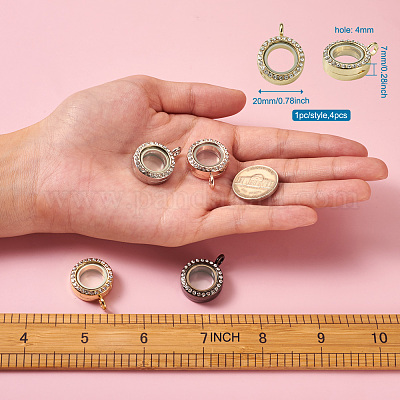 4шт 4 цвета сплава стекла хрустальные подвески со стразами PALLOY-TA0002-37-1