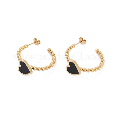 Серьги-гвоздики в форме сердца из нержавеющей стали 304 с вакуумным покрытием EJEW-R002-05G-1