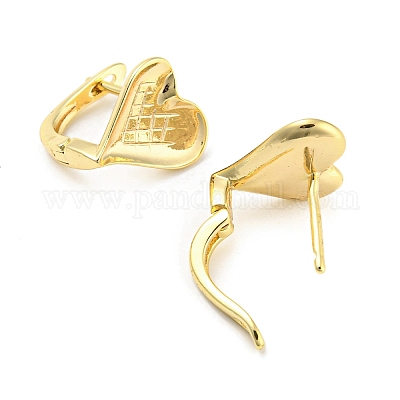 Латунные серьги-кольца в форме сердца женские KK-C031-37G-1