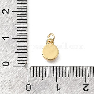 Плоские круглые подвески из латуни и натуральных ракушек KK-D431-025A-02G-1