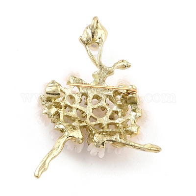 Брошь из сплава балерины с жемчугом из смолы JEWB-O009-20-1