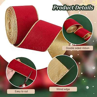 10 ярд односторонних бархатных лент с проволокой SRIB-WH0011-153B-1