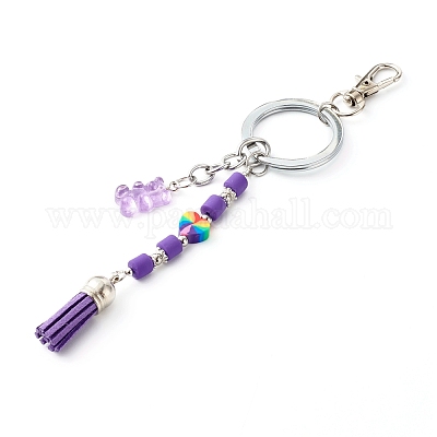 Beaded Pant Chain Handmade Purple Polymer Clay Beads Punk Accessories  Safety Pin Jewelry 