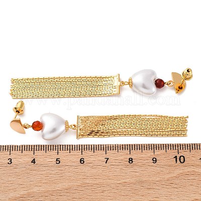 Серьги-гвоздики в форме сердечка из латуни EJEW-R014-07G-1