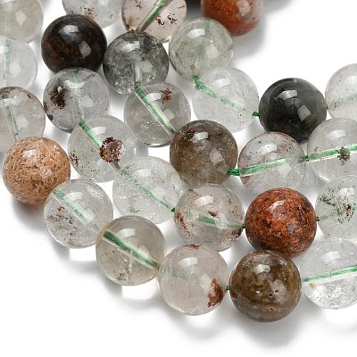 Натуральный зеленый lodolite кварц бисер пряди G-L642-B06-12mm-1