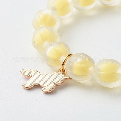 Бусина в бусине прозрачный акриловый браслет из тыквы стрейч для малыша BJEW-JB06593-1