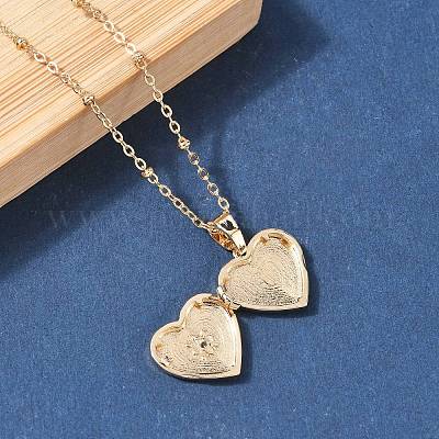 Ожерелья с подвеской в виде сердца из нержавеющей стали 304 с прозрачными кубическими цирконами для женщин NJEW-Z077-01G-1