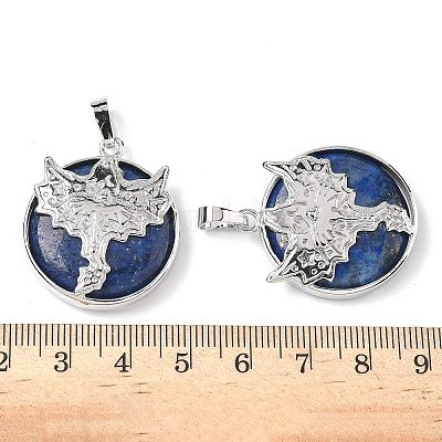 Плоские круглые подвески из натурального лазурита G-G279-01P-07-1