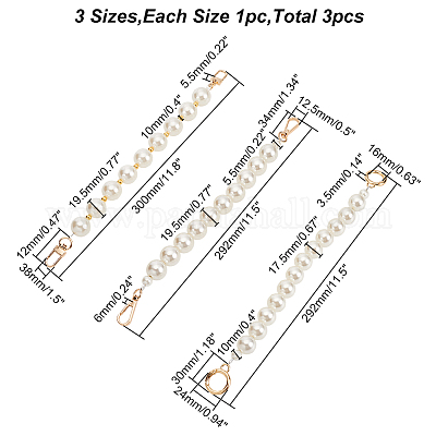 3 шт. 3 стиля пластиковых ремешков для сумок с бусинами из искусственного жемчуга DIY-WR0002-46-1