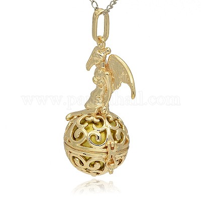 Золотой тон латунь полые круглые подвески KK-J242-08G-1