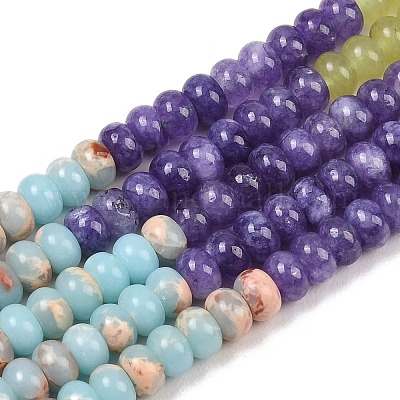 Нити из окрашенного натурального белого нефрита и синтетического камня шоушань&nbsp;G-Z135-C12-1