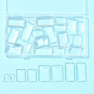 32 шт. 4 стиля прозрачных прямоугольных стеклянных кабошонов GGLA-FS0001-05-1
