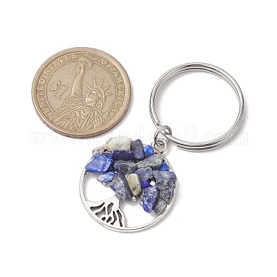 7 брелок из натуральных и синтетических камней в форме дерева жизни KEYC-JKC01369-1