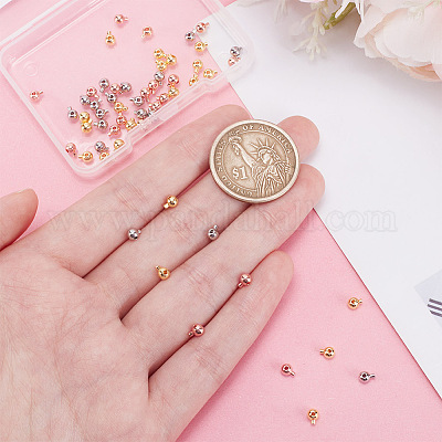 60 шт. 3 цвета латунные обжимные бусины KK-AR0003-60-1