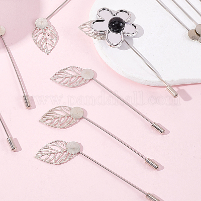 60 шт. булавки для галстука из нержавеющей стали в форме листа для женщин JEWB-SC0001-75B-1