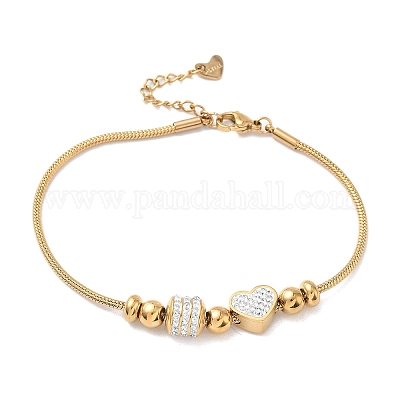 Стразы из полимерной глины в европейском стиле и браслеты из 201 бусины из нержавеющей стали BJEW-G765-01G-01-1