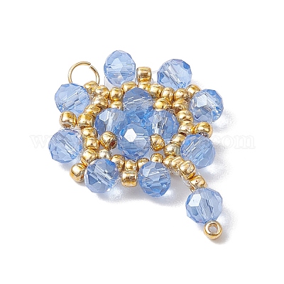 Подвески-цветы из стеклянных бусинок ручной работы PALLOY-MZ00492-04-1