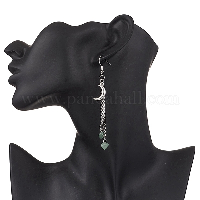 10 пара латунных серег-подвесок в форме луны (10 стиля) EJEW-JE06676-1