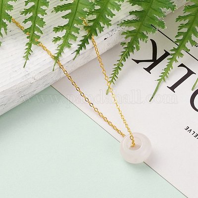 Колье Rondelle с натуральным розовым кварцем NJEW-JN03237-02-1