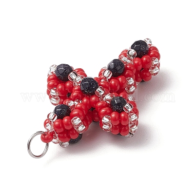 Подвески-кресты из стеклянного бисера PALLOY-MZ00642-02-1