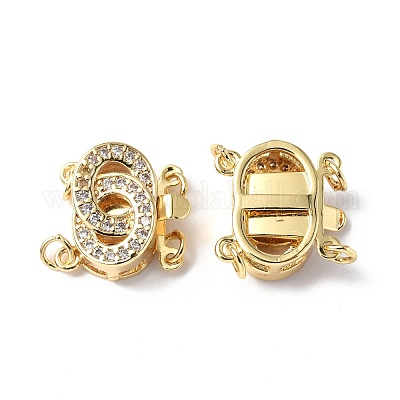 Покрытие стойки латунь микро паве прозрачный кубический цирконий застежки коробки KK-E073-03G-1