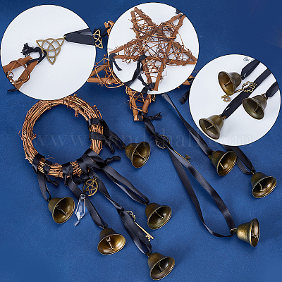 2 шт. 2 стиля ротанговые и железные колокольчики ведьмы ветряные колокольчики подвеска для двери украшение WICR-GF0001-01-1