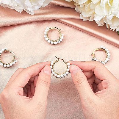 Серьги-кольца из нержавеющей стали 304 EJEW-UN0001-08G-1