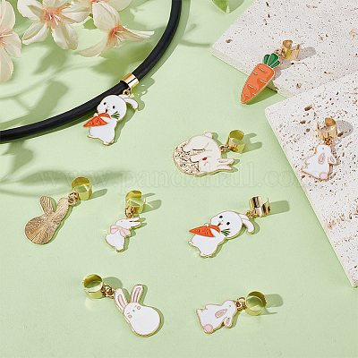 12 шт. 6 стиля кролик сплав эмалированный стетоскоп подвеска украшения HJEW-OC00053-1