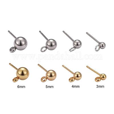 Orecchini A Sfera Da 4 Mm Con Anello Aperto - Acciaio Inossidabile 304L Dorato X20 - Perles & Co - Foto 11