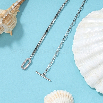 925 серебряная цепочка с родиевым покрытием и браслеты-цепочки со скрепками AJEW-F162-002P-1