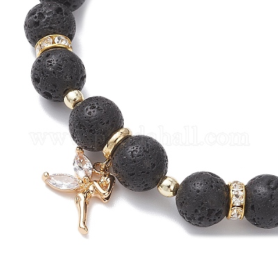 Браслеты с подвесками из латуни с микропаве из кубических цирконий BJEW-JB12701-1