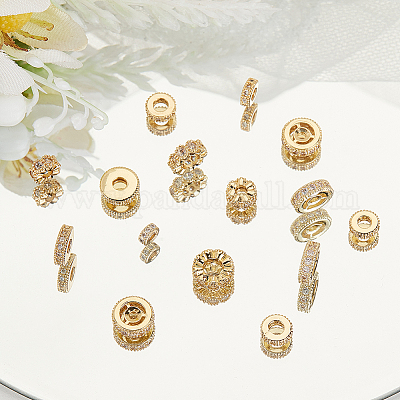 16шт 8 стиля латунные бусины с микропаве и кубическим цирконием KK-PH0005-97-1