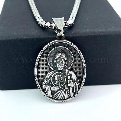 Древнегреческие ожерелья с подвеской из нержавеющей стали 304 с изображением святого Иуды для мужчин DV4851-1