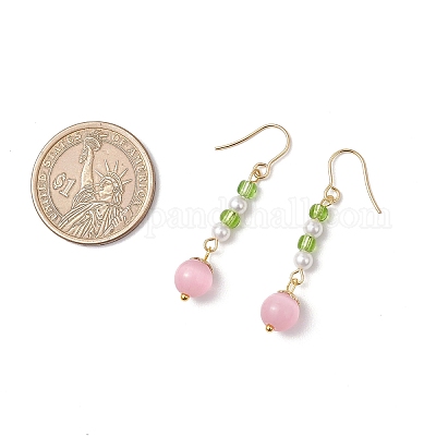 6 пара сережек-подвесок «кошачий глаз» EJEW-JE06494-1