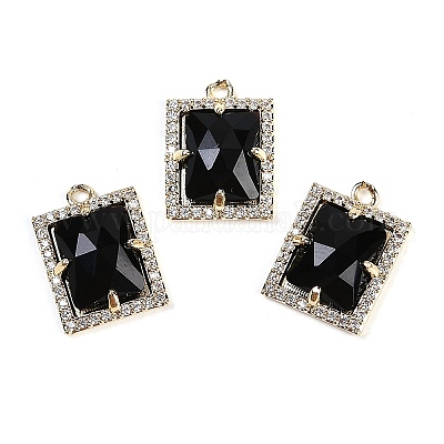 Подвески из натурального обсидиана с огранкой в форме прямоугольника G-I375-05G-05-1