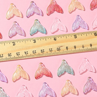 24 шт. 6 цвета прозрачные стеклянные подвески с распылительной росписью GLAA-FS0001-90-1