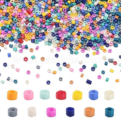 1800шт 15 цвета стеклянные бусины-цилиндры SEED-YW0002-59-1