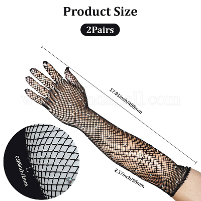 Длинные перчатки из полиэфирной сетки AJEW-WH20020-003B-1