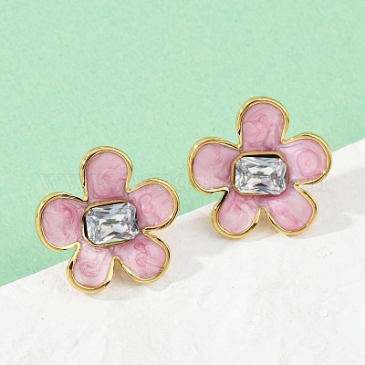 Серьги-гвоздики в форме цветка из нержавеющей стали 304 EJEW-S268-01G-A-1