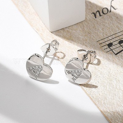 Серьги-гвоздики из латуни с микропаве из прозрачного кубического циркония EJEW-K299-01P-1