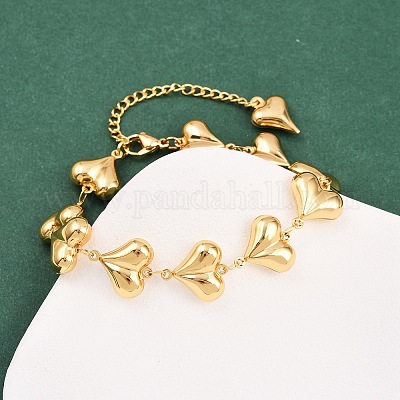 Браслеты-цепочки в форме сердца из нержавеющей стали 304 для подарка на День святого Валентина BJEW-D359-17B-G-1