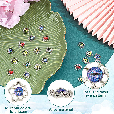 30 шт. 6-х цветные стеклянные кабошоны из сплава сглаза MRMJ-GO0001-03-1