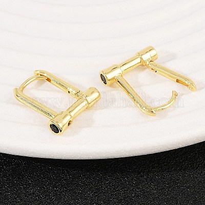 Серьги-кольца из латуни с микропаве из кубического циркония EJEW-B146-01G-1