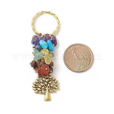 Брелок с подвеской из натурального драгоценного камня чакры KEYC-JKC00414-01-1