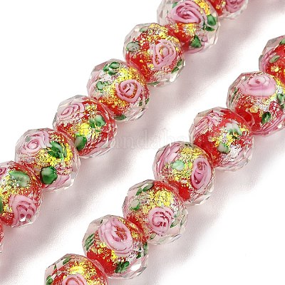 Нити из фольгированных бусин лэмпворк ручной работы FOIL-S136-001E-1