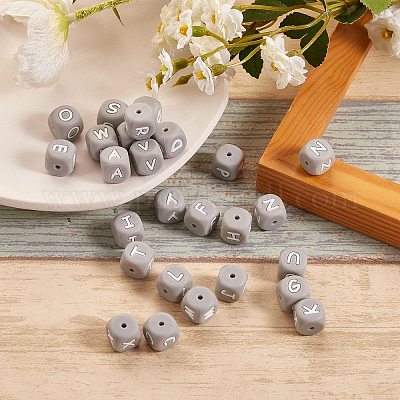 26 шт. 26 стиля силиконовые бусины с алфавитом для изготовления браслетов или ожерелий SIL-SZ0001-01A-1