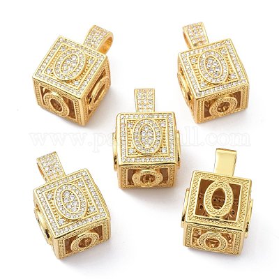 Кулоны из латуни с микропейвом и прозрачным фианитом ZIRC-O045-01G-O-1